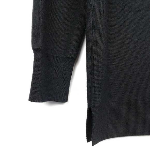 J.Crew 100% Merino Wool Leather Pocket Tunic Sweater Black Longline Style 02624 - Picture 5 of 16